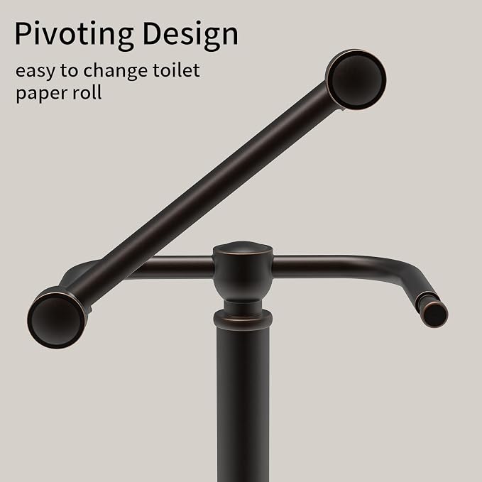 Toilet Paper Holder Stand, Freestanding Toilet Paper Holder,Farmhouse Post Pivoting Toilet Paper Stand with Stable Weighted Base,Stainless Steel Tissue Roll Holder Stand for Bathroom,Oil Rubbed Bronze