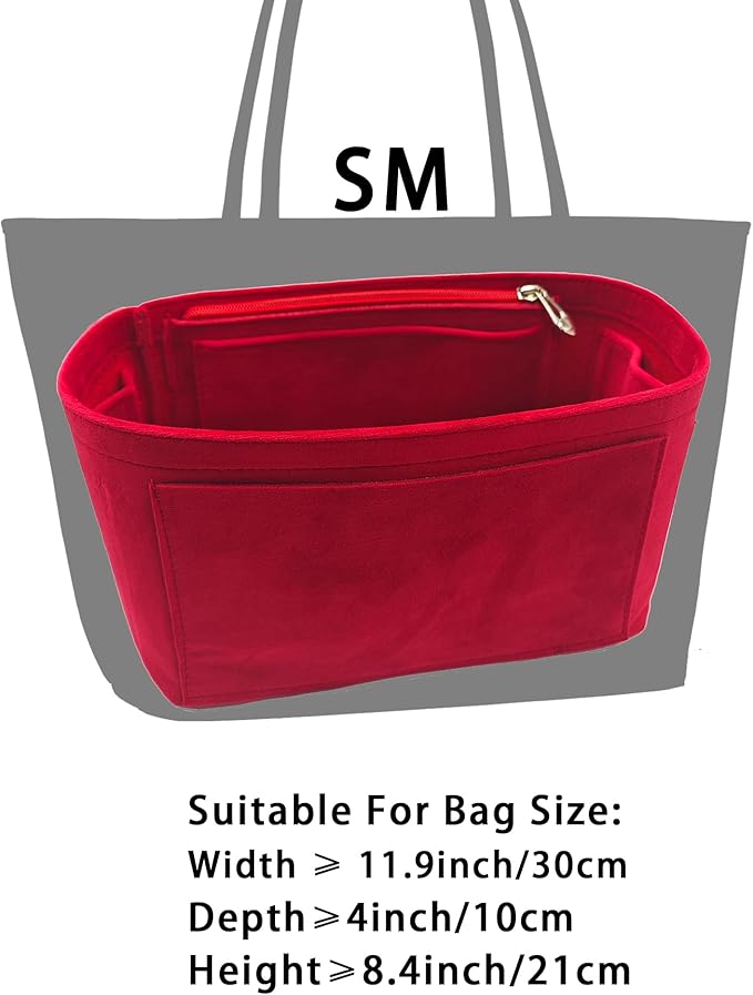 Purse Organizer Insert, Suede Bag Organizer Handbag Tote Shaper, Suede Material, Soft and Non Damaging Bag (Beige, Slender Medium)
