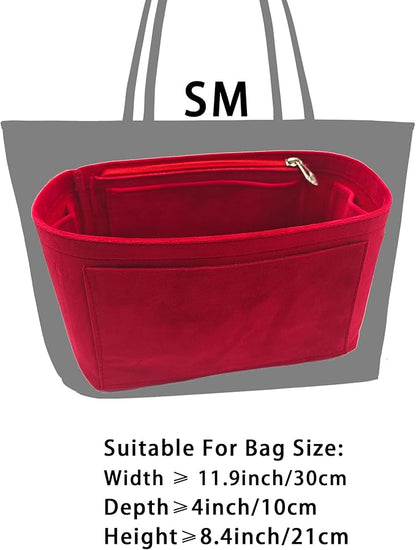 Purse Organizer Insert, Suede Bag Organizer Handbag Tote Shaper, Suede Material, Soft and Non Damaging Bag (Beige, Slender Medium)