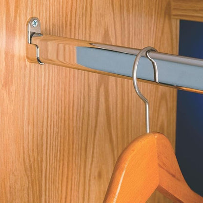 46 inch Long Steel Oval Closet Rod with Hanging Brackets, Wall Anchors, Screws | Polished Chrome Finish | Complete Installation Kit | Outwater Plastics (3 Pack)