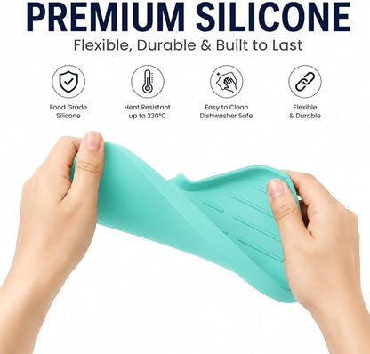 MicoYang Silicone Soap Dish with Drain Spout — Self-Draining Sink Organizer Tray for Bathroom & Kitchen, Sponges, Dispensers & Soap Holder, Non-Slip & Dishwasher Safe, Mint (Medium, 9.6"×5.3")