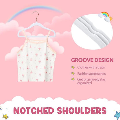HOUSE DAY Velvet Baby Hangers for Closet, Kids Hangers Velvet 60 Pack, Non Slip Toddler Hanger 11.8 Inch, Durable Childrens Hanger for Newborn Baby Clothes- White