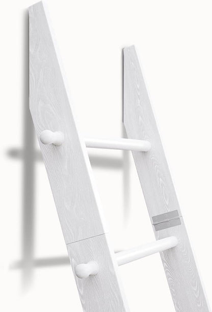 TEAKMAMA 6-Tier Blanket Ladder with Hanging Knobs,5.5 Ft Wall Leaning Blanket Ladders for Living Room Bedroom,Rustic Decorative Storage for Quilts,Throws,Easy to Assemble,White
