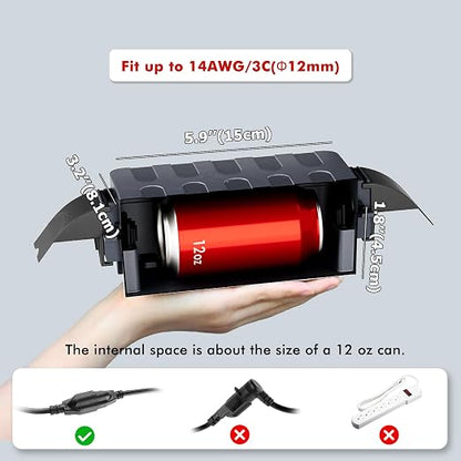 Flemoon [2 Pack] IP55 Small Outdoor Electrical Box Waterproof (Inner 5.9 x 3.2 x 1.8inch), Extension Cord Cover with Detachable Awning Covers for Plug, Outlet, Holiday Lights, Gray