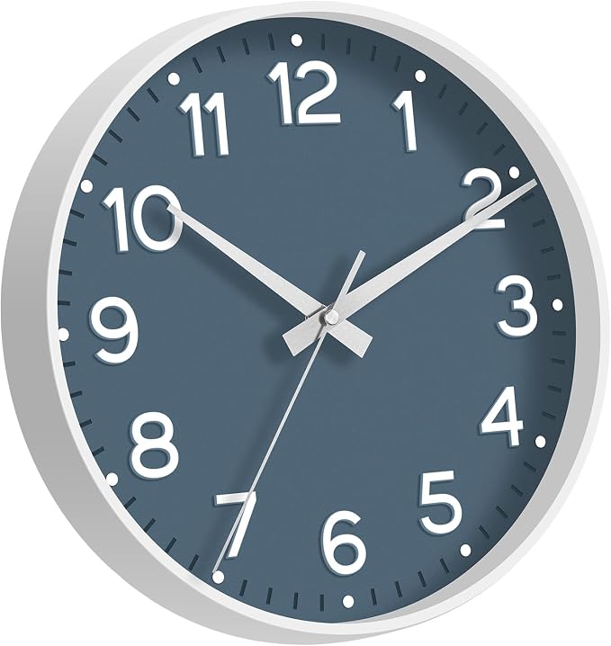 Roymnie Wall Clock, Silent Wall Clocks Battery Operated 8 Inch-Modern Non Ticking Analog Clock Decorative for Kitchen Office Bathroom Bedroom(Azure Blue)