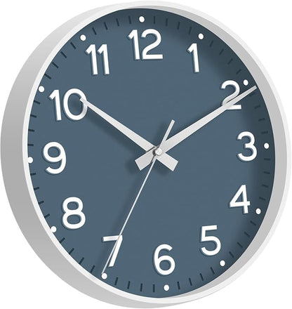 Roymnie Wall Clock, Silent Wall Clocks Battery Operated 8 Inch-Modern Non Ticking Analog Clock Decorative for Kitchen Office Bathroom Bedroom(Azure Blue)