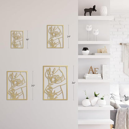 SIGNLEADER Metal Wall Art Decor Women Body Line Modern Abstract Wall Sculpture Hangings Home Decoration for Living Room, Bedroom, Bathroom, Kitchen, Outdoor - 30" Gold