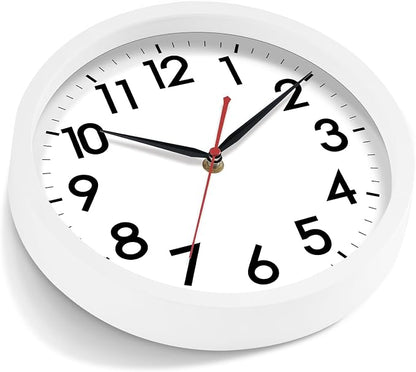AKCISOT 12 Inch Wall Clock Silent Non Ticking Modern Wall Clocks Battery Operated, Analog Classic Clock Decorative for Bedroom, Kitchen, Home Office, Bathroom, School, Living Room (White)