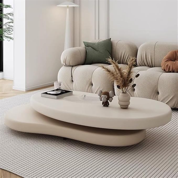 Modern Rotating Double-Decker Coffee Table, Mango Shaped Center Table | Irregular Dining Table for Living Room, Tea Table for Bedroom and Office Spaces