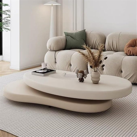 Modern Rotating Double-Decker Coffee Table, Mango Shaped Center Table | Irregular Dining Table for Living Room, Tea Table for Bedroom and Office Spaces