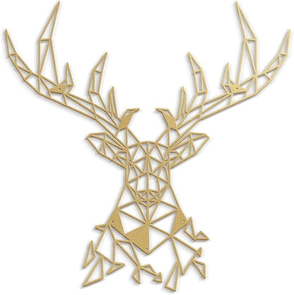 SIGNLEADER Metal Wall Art Decor Deer Head Antlered Animal Modern Abstract Wall Sculpture Hangings Home Decoration for Living Room, Bedroom, Bathroom, Kitchen, Outdoor - 36" Gold