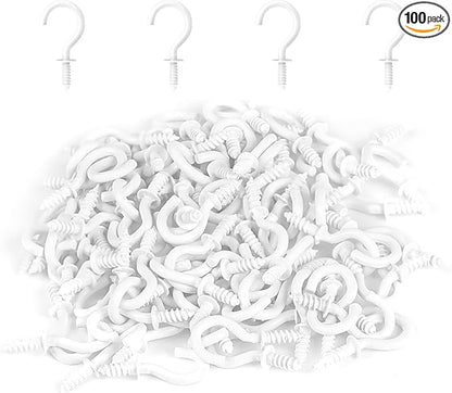 RELBRO 1/2 Inch Small Screw Hooks, Mini Metal Twist in Hooks, White, 100 Pcs