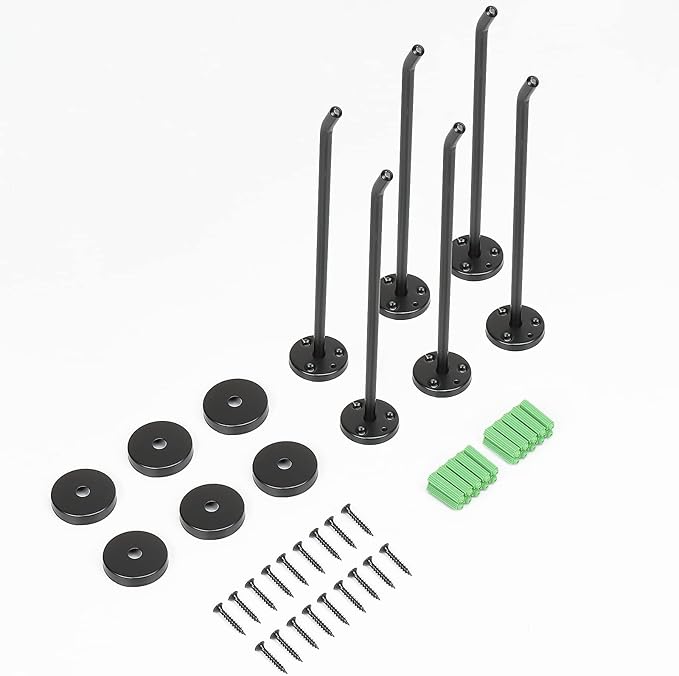 NearMoon Coat Hooks, Wall Mount Hooks for Hanging Hat Hurse Robe, 304 Stainless Steel Heavy Duty Towel Hangers for Bathroom Livingroom Hotel Kitchen Garage, 6 Pack (8 Inch, Matte Black)