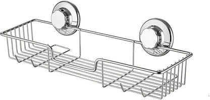 SANNO Suction Cup Shower Caddy Storage Combo Organizer, No Damage Bath Shelf Suction Cup Shower Basket,Rustproof Wire Bathroom Accessories - Rustproof Stainless Steel