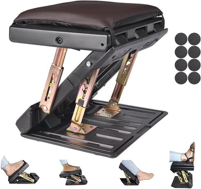 Foot Rest for Under Desk at Work 4-Level Height Adjustable, Ergonomic Foldable Footrest for Office, Gaming,Computer, Soft & Removable Pad Desk Foot Stool Suitable for All Seasons(Brown)