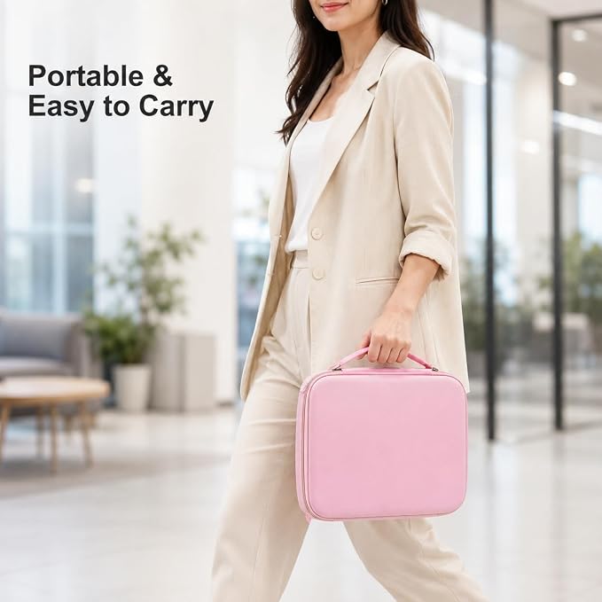 Case Compatible with DYMO Label Maker LabelManager 160/280 Portable Label Maker, Label Printer Storage Organizer for AC Adapter, Tape Cartirdges and More Accessories(Box Only) (Pink)