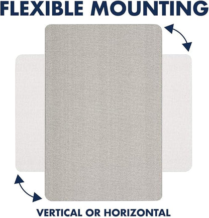 Quartet Bulletin Board for Walls, Fabric, 3' x 2', Frameless Pin Board, Fiberboard, Display Board, Oval Office, Home Office Decor or Home School Organization Board, Vertical/Horizontal, Gray (7683G)