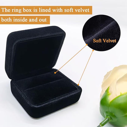 GBYAN 2 Pieces Velvet Ring Box, Jewelry Display Gift Box, Ring Case for Proposal,Engagement, Wedding,Black