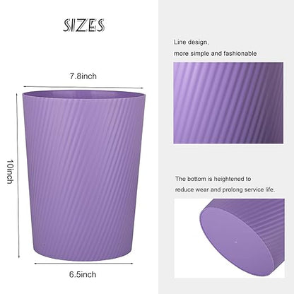 UUJOLY Small Trash Can Wastebasket Garbage Can Container Bins for Bathrooms, Laundry Room, Kitchens, Offices, Kids Rooms, Dorms (Taro Purple)