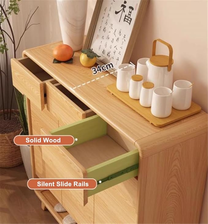 NIUYAO Shoe Storage Cabinet with 4 Drawers Solid Wood Morden Simple Style Free Standing Hidden Shoe Racks Organizer for Entrance Hallway Entryway -White Wood 55" L x 14" W x 40" H