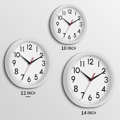 DAXSMY 12 Inch Wall Clock Battery Operated Silent Non Ticking Analog Modern Decorative for Office Kitchen Outdoor Living Room Classroom Bedroom Bathroom School(White)