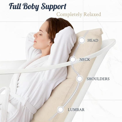 Luxury Bathtub Pillow, Skin-Friendly Cushion for Back, Neck & Head Support, Non-Slip, Adjustable Thickness Fits All Tub, Washable & Quick-Drying - Gift for Christmas Birthday Father's Day