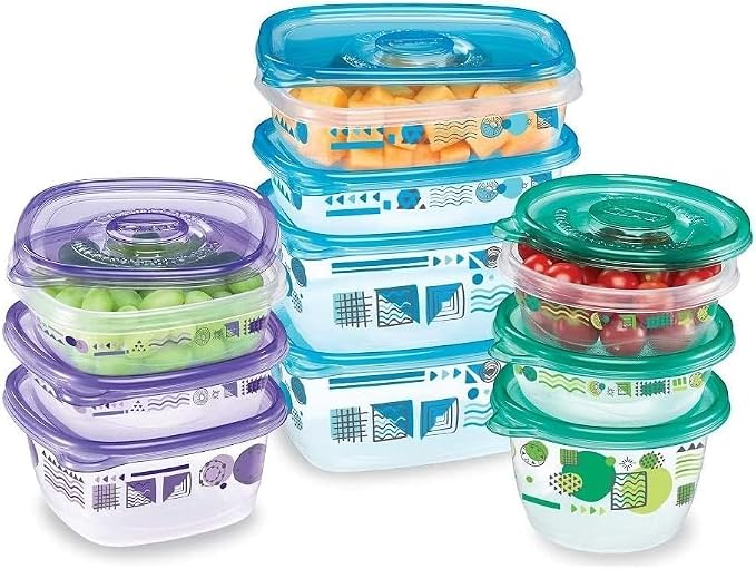 Glad GladWare MatchWare Food Storage Containers with Lids, BPA Free Reusable Plastic 20 Piece Variety Pack for Lunches, Meal Prep, and Leftovers, Leak Resistant, Microwave and Dishwasher Safe - 2 Pack