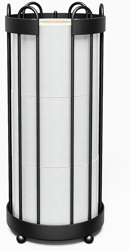 Epicano Toilet Paper Holder Stand, Freestanding Toilet Tissue Organizer, Minimalistic Storage Solution, Holds Mega Rolls-Modern Black