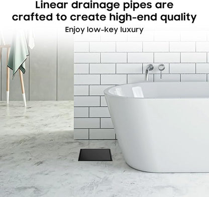 DLONE Square Shower Drain | 6 Inch AISI 304 Stainless Steel Shower Drain with Tile Insert Panel, Matte Black Shower Floor Drain in Bathroom, Balcony etc