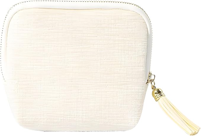 Travel Jewelry Case, Small High-End Large-Capacity Tassel Storage Bag Gifts for Women, Pouch Bags with Zipper, Velvet Jewelry Organizer Storage Bag for Bracelet Rings Earring (Off-White)