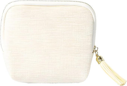 Travel Jewelry Case, Small High-End Large-Capacity Tassel Storage Bag Gifts for Women, Pouch Bags with Zipper, Velvet Jewelry Organizer Storage Bag for Bracelet Rings Earring (Off-White)