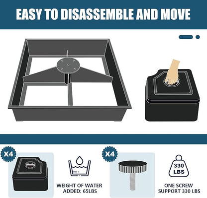 EliteShade USA 33" x 33" Offset Patio 300LBS Umbrella Base Sand/Water Filled Square Umbrella Stand,Black Umbrella Base