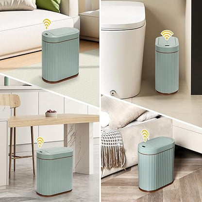 ELPHECO Bathroom Trash Can with Lid Butterfly, Motion Sensor Trash Can Bathroom Decor Automatic Garbage Can Wastebasket Bathroom Accessories, Kitchen, Living Room, Office, Sage Green
