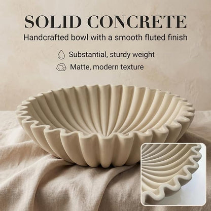 OAKOA Concrete Decorative Bowl - Organic Modern Home Decor Bowl - Decorative Objects - Cement Fruit Bowl - Modern Organic Home Decor