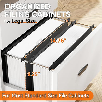 NORDUN Plastic Legal Size Hanging File Folders,Heavy Duty 3" Expansion Extra Capacity Hanging Folder,Reinforced Black Hang Folders Legal,Adjustable Tabs,Filing Cabinet Folder for Bulky Files,12 Pack