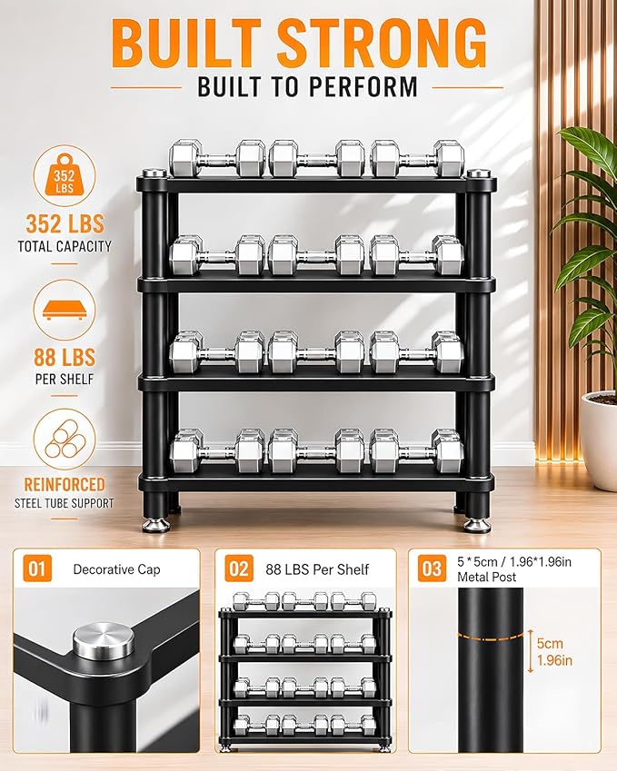 Heavy Duty Audio Component Rack, Large Storage Space AV Media Stand with Shock-Absorbing Foot pegs, Audio Rack Tower CD Player Stand for Home/Office/Audio Video/Theate (Black, 2nd)