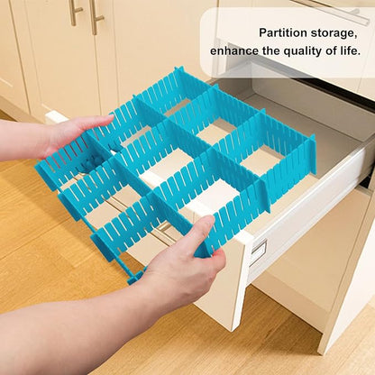 100 PCS Premium DIY Drawer Dividers, Blue, Adjustable Drawer Dividers for Perfectly Organized Drawers, Tidying Makeup, Clothes, Underwear, Cutlery, Kitchen, Bathroom, Bedroom, Office