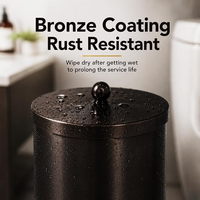 [2023 Upgraded Version] HUJI Rust Resistant Stainless Steel Toilet Paper Roll Canister Holder w/Removable Base for Bathroom Storage (1 Pack, Toilet Paper Canister) (Bronze)