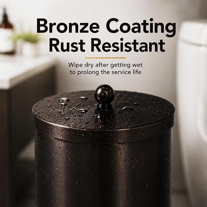 [2023 Upgraded Version] HUJI Rust Resistant Stainless Steel Toilet Paper Roll Canister Holder w/Removable Base for Bathroom Storage (1 Pack, Toilet Paper Canister) (Bronze)