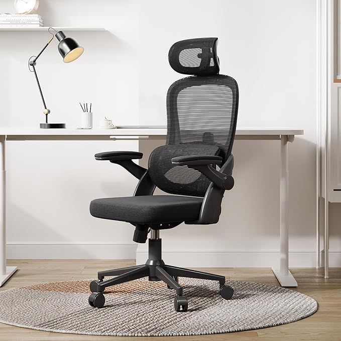 SIHOO Ergonomic Office Chair, Adjustable Lumbar Support, 110-130° Tilt, 3D Armrests, Rolling Computer Desk Chair with Headrest Black