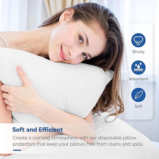JMU 200PCS Disposable Pillow Case 21" x 30", Tissue/Poly Single Use Pillowcases Medical, White
