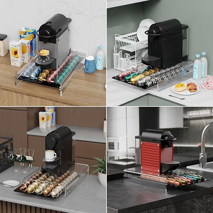 Acrylic Coffee Pod Holder for Nespresso OriginalLine Capsules, 40 Pods Capacity for Countertop Coffee Bar Home Office Kitchen