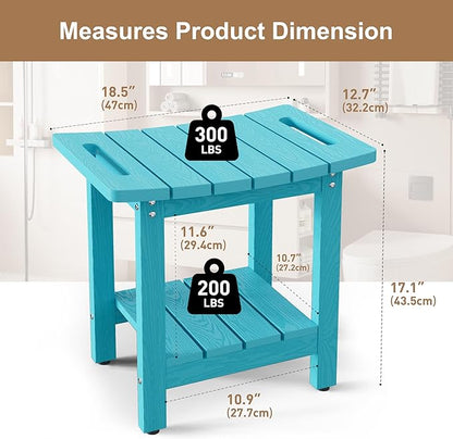 HIPS Shower Benches for Inside Shower, Shower Stool with Space-Efficient Storage Shelf, Waterproof Shower Chair Seat for Spa Bathroom(Sky Blue)