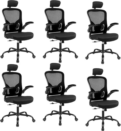 Ergonomic Office Desk Chair 6Pack- Mesh Home Office Desk Chairs with Lumbar Support & 3D Adjustable Armrests,Executive Rolling Chair(6Pack Office Chair)