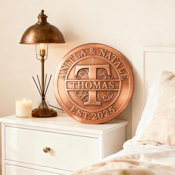 Copper Decor Metal Family Wall Decor Last Name Signs Welcome to Our Home Outdoor Wall Art Wedding Gifts Personalized Family Name Sign Anniversary Wedding Gifts for Couples 2025 Women,Wife, Parents, Housewarming