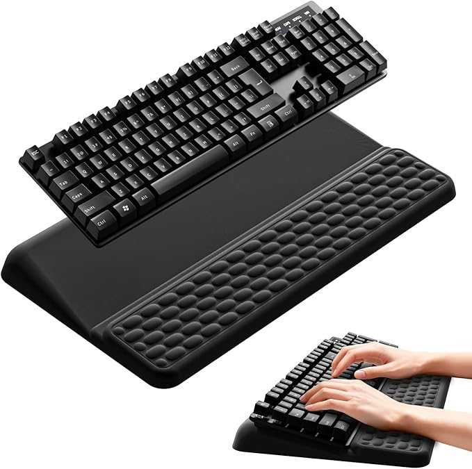 Computer Keyboard Wrist Rest, Wrist Rest for Computer Keyboard, Two Adjustable Keyboard Angles, Slow Rebound Comfortable Foam and Skin-Friendly Fabric. Suitable for Office, Gaming, and Home