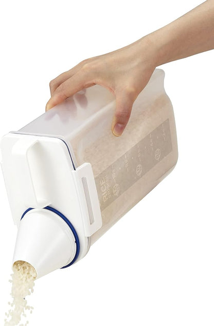 Asvel 7509 Rice Container Bin with Pour Spout Plastic Clear 2KG（White）