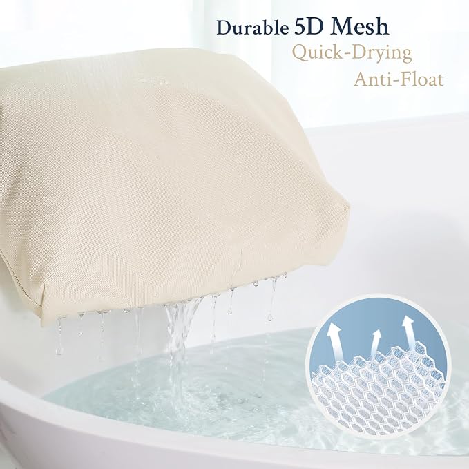 Luxury Bathtub Pillow, Skin-Friendly Cushion, Support Back, Neck & Head, Non-Slip, Adjustable Thickness Fits All Tub, Washable & Quick-Drying - Gift for Christmas Birthday Father's Day