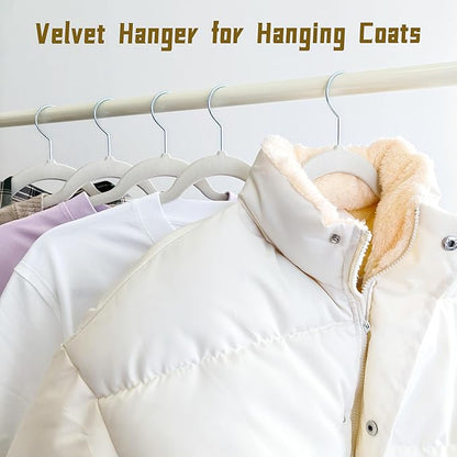 Gray Velvet Hangers 30 Pack, Anti-Slip Slim Space Saving Hangers with 360° Swivel Hook, 17.7 Inch Velvet Clothes Hangers for Coats,Sweater,Jackets,Dresses, Shirts, Suits & T-Shirts (Gray, 30)