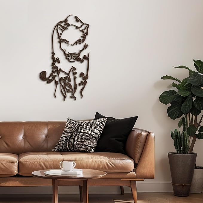 SIGNLEADER Metal Wall Art Decor Leopard Minimalist Modern Abstract Wall Sculpture Hangings Home Decoration for Living Room, Bedroom, Bathroom, Kitchen, Outdoor - 18" Bronze